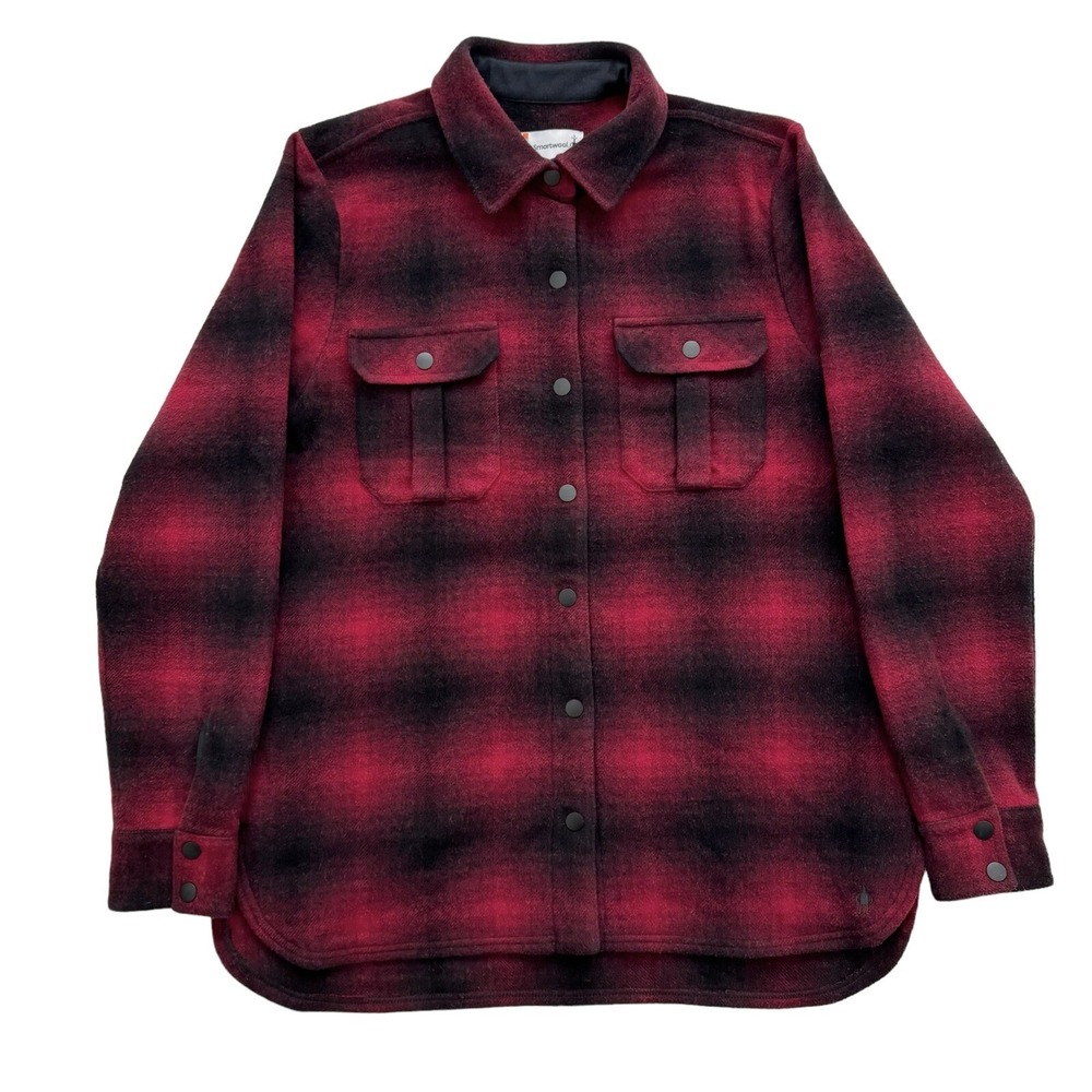 SmartWool Black and Red Plaid Flannel Shirt - Women's Large